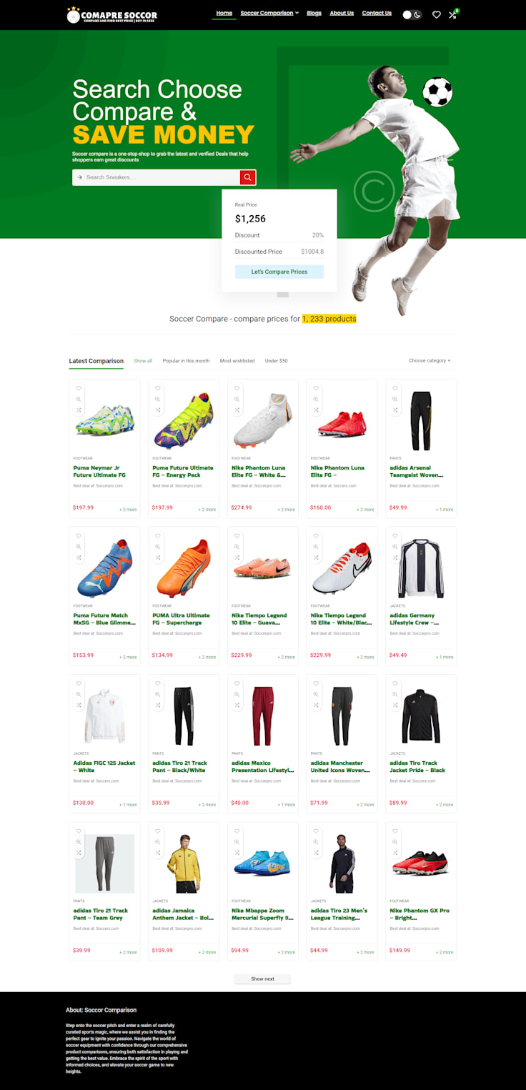 Soccer Price Comparison Website